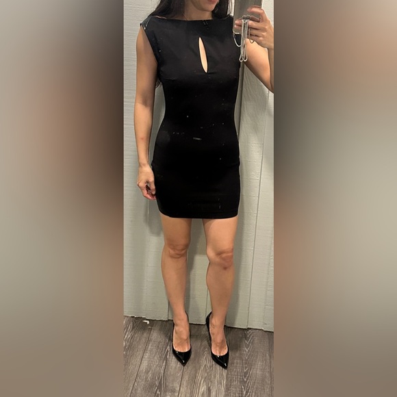 Samantha Eng Leather Panel Strappy Keyhole Mini Dress - Picture 3 of 8